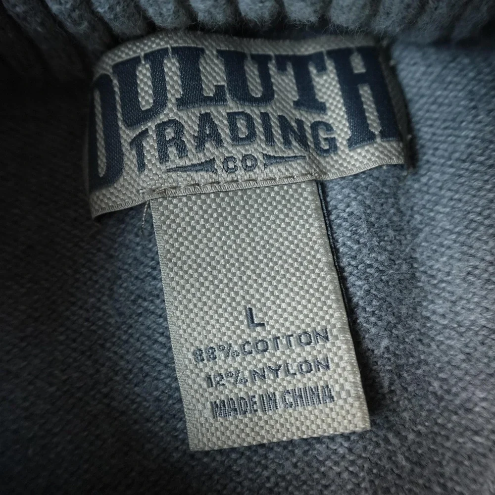 Duluth Trading Sweater Mens L‎ Gray 1/4 Zip Mock Neck Pullover Knit Outdoor Work